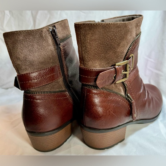 Women's Earth Origins Dolly Brown Leather Ankle Boots Size 9M - Picture 3 of 5